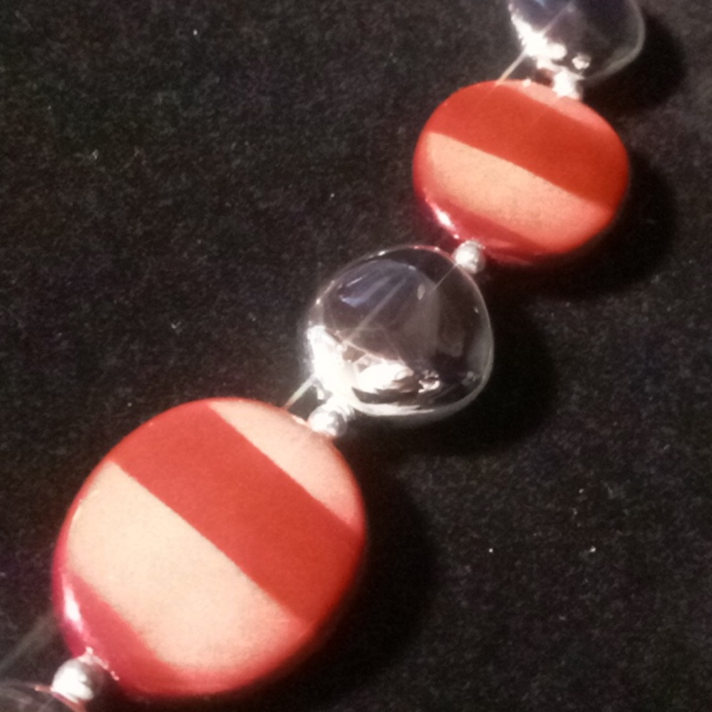 Large clay & resin beaded necklaces and earrings set. 24 inches long Nwot - Picture 3 of 9